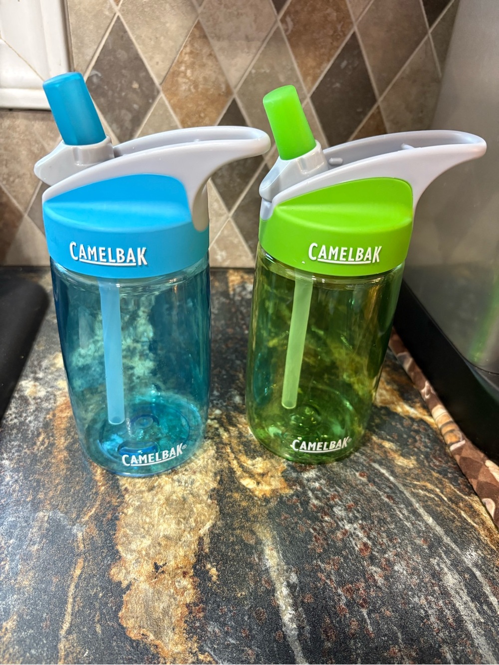 CamelBak Kids Straw Bottles — Teal Blue & Lime Green Set